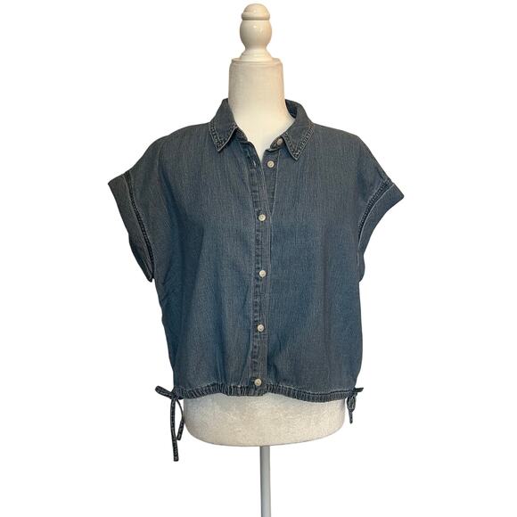 Madewell Denim Side-Tie Shirt in Aurea Wash size large - Picture 2 of 10
